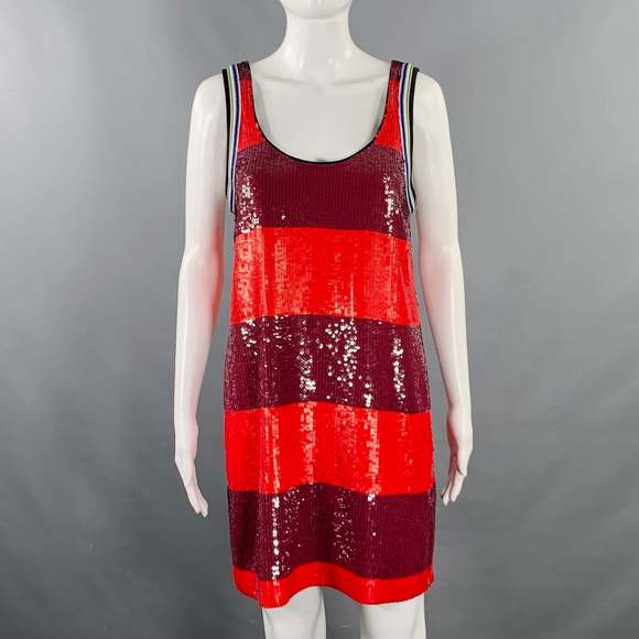 3.1 PHILLIP LIM Red Burgundy Silk Stripe Tank Shift Dress - Picture 1 of 6